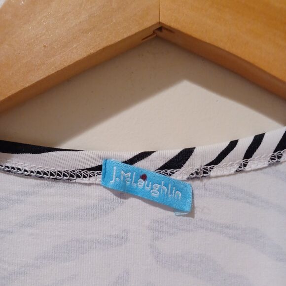 J. Mclaughlin Signature Catalina Cloth Zebra Animal Print Short Sleeve Top S - Picture 3 of 7